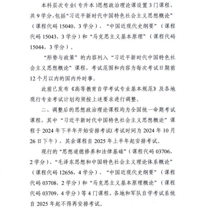 陕西考试院转发全国高等教育自学考试指导委员会《关于调整高等教育自学考试思想政治理论课课程设置的通知》的通知(图3)