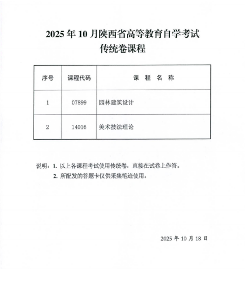 2025年10月陕西省自学考试专用答题卡等课程信息公布(图2)