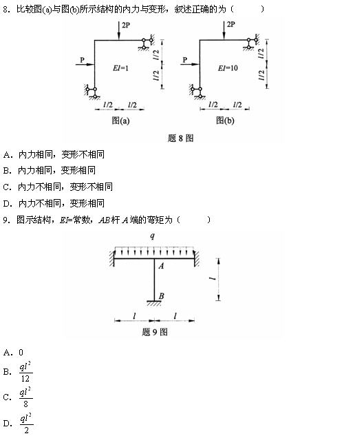 全国2010年4月高等教育自学考试结构力学（一）试(图5)