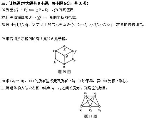全国2010年4月高等教育自学考试离散数学试题(图6) 全国2010年4月高等教育自学考试离散数学试题(图6)