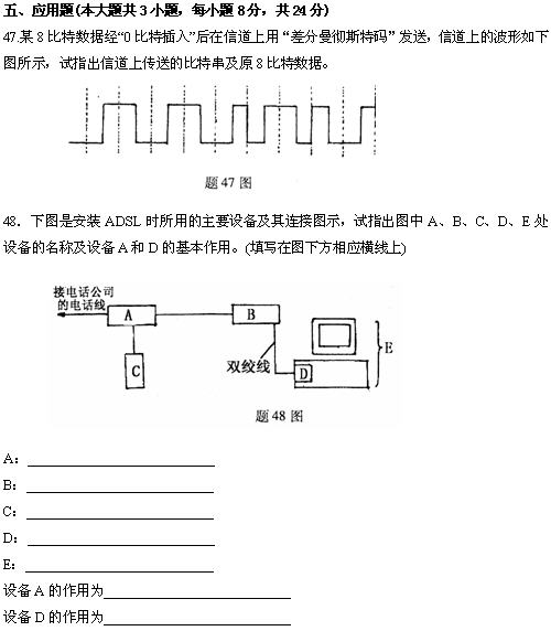 全国2010年4月高等教育自学考试计算机网络技术试(图2) 全国2010年4月高等教育自学考试计算机网络技术试(图2)